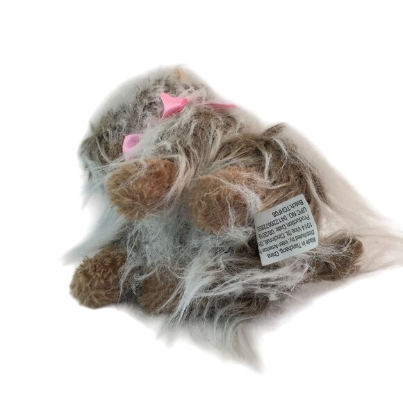 Realistic Yorkie Yorkshire Terrier Puppy Dog Plush 12" Long Hair Pink Bows - Picture 6 of 8